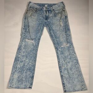 True Religion Acid Wash Straight Leg Jeans Men’s 36X32